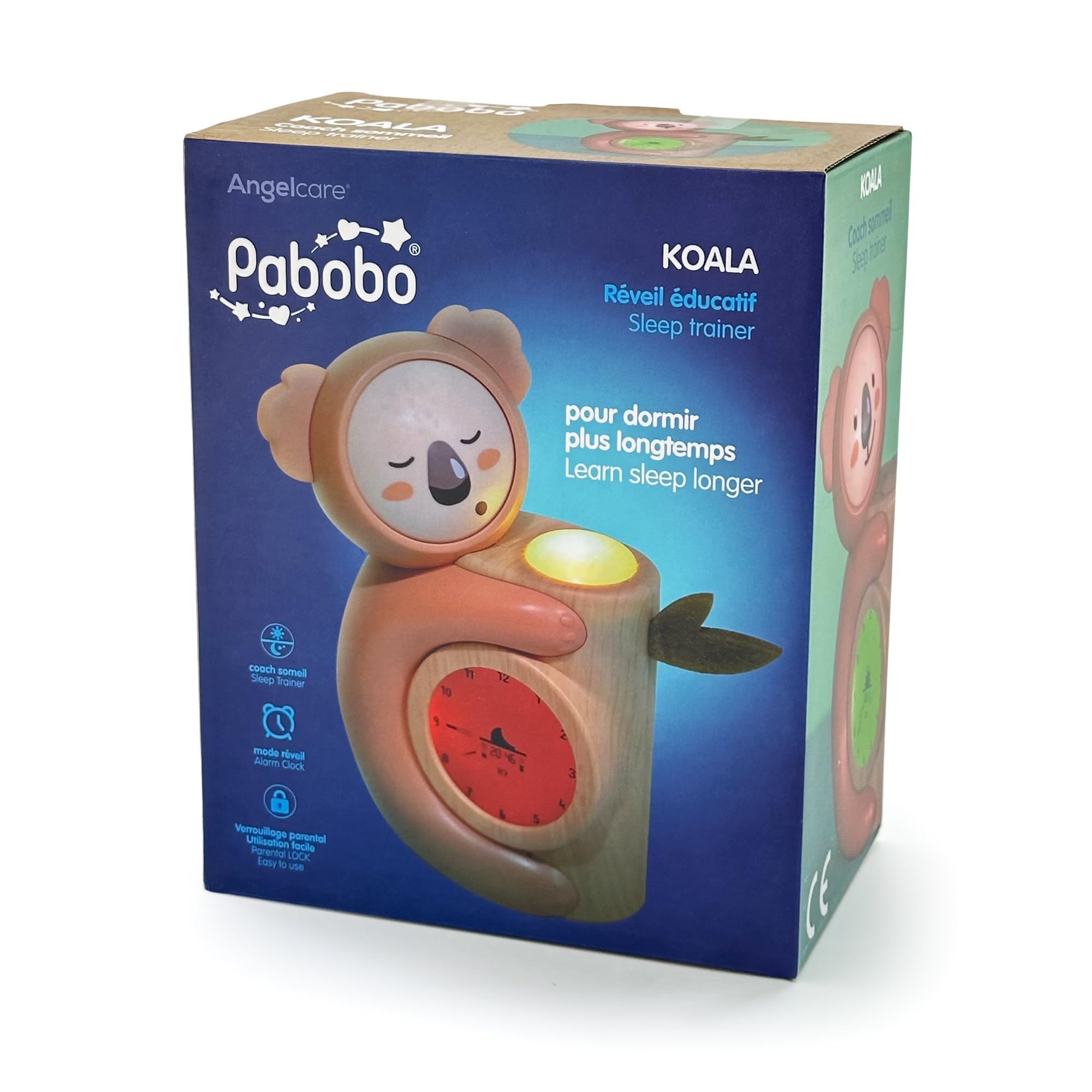 Pabobo Coach Sommeil Koala Réveil Enfant Veilleuse Indicateur Jour/Nuit Double Affichage Numérique Analogique