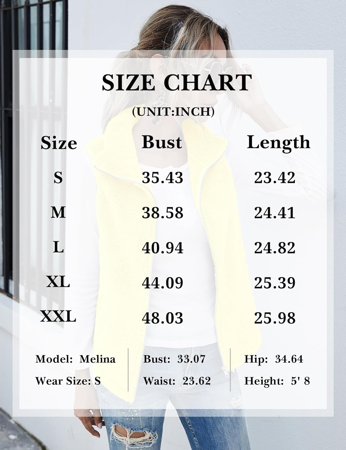 LOMON Womens Fuzzy Sherpa Fleece Jacket Lightweight Vest Cozy Sleeveless Cardigan Zipper Waistcoat Outerwear with Pocket - Image 6