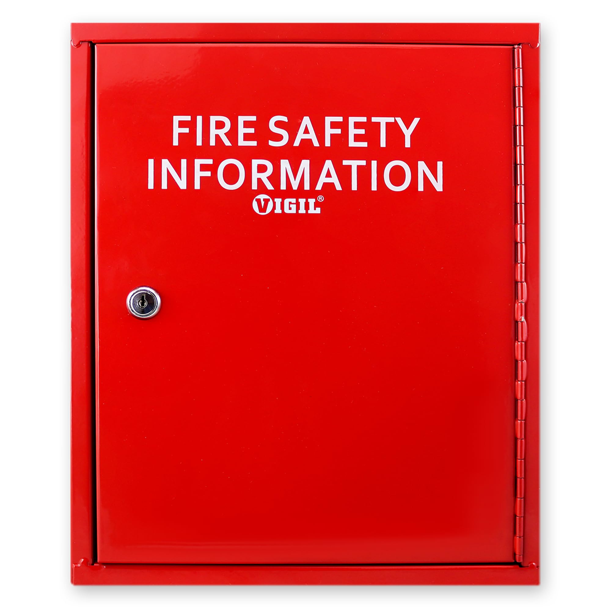 Vigil Fire Document Cabinet for Storing Safety Information - Lockable Storage Box with Key - A4 Folder Compatible, Fire Safety Document Holder for Emergency Access - Wall Mountable