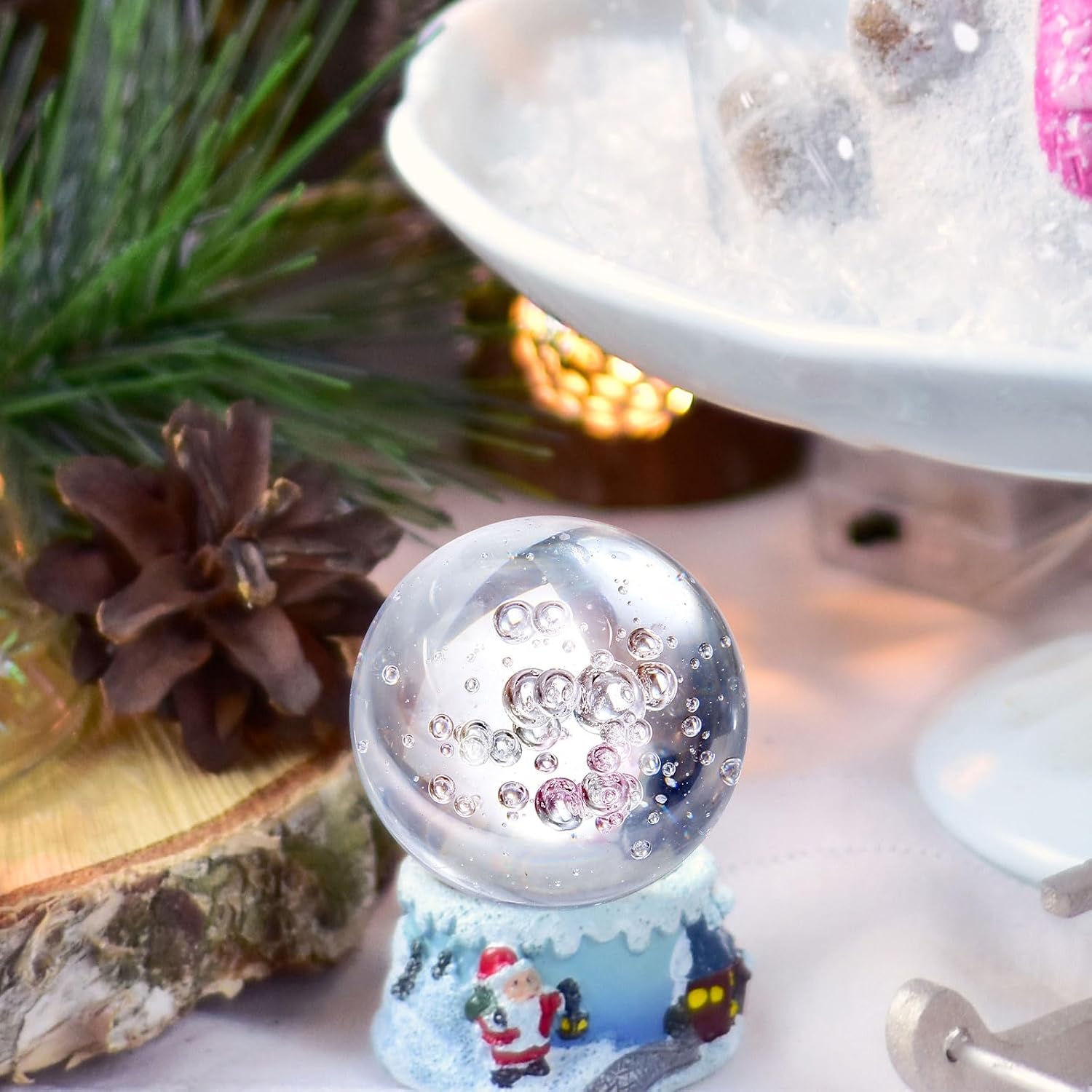 uxcell 40mm/1.6" Crystal Sphere Ball Ice Cracked Glass Solid Decorative Sphere Crystal Ball Prop Ornament for Feng Shui Divination Fortune Telling Tabletop Fountain Decoration,... - Image 5