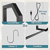 Vista 4 de Bestier Estantes flotantes LED para cocina, estantes industriales de 34 pulgadas con estantes de vidrio ajustables, estante montado en la pared