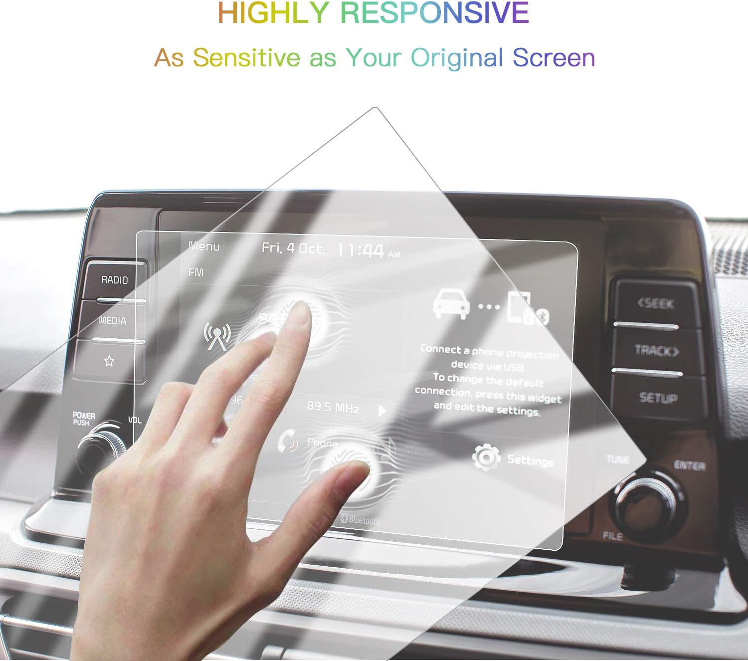 sktu 2 pcs pet plastic screen protector for 2021 seltos celtos navigation display high clarity anti glare kia touch pet plastic protective film 8in p