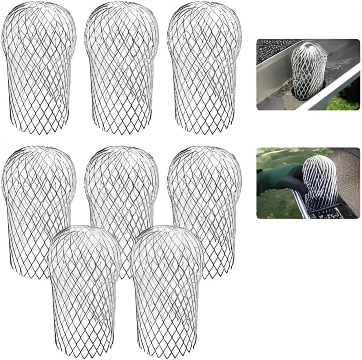 8 Pcs Metal Gutter Guards,Aluminum Gutter Downspout Guard,Downpipe Leaf Guard Metal,Expandable Leaf Strainer Gutter Screen Covers,Down Pipe Protectors for Stopping Blockage Moss Leaves Mud
