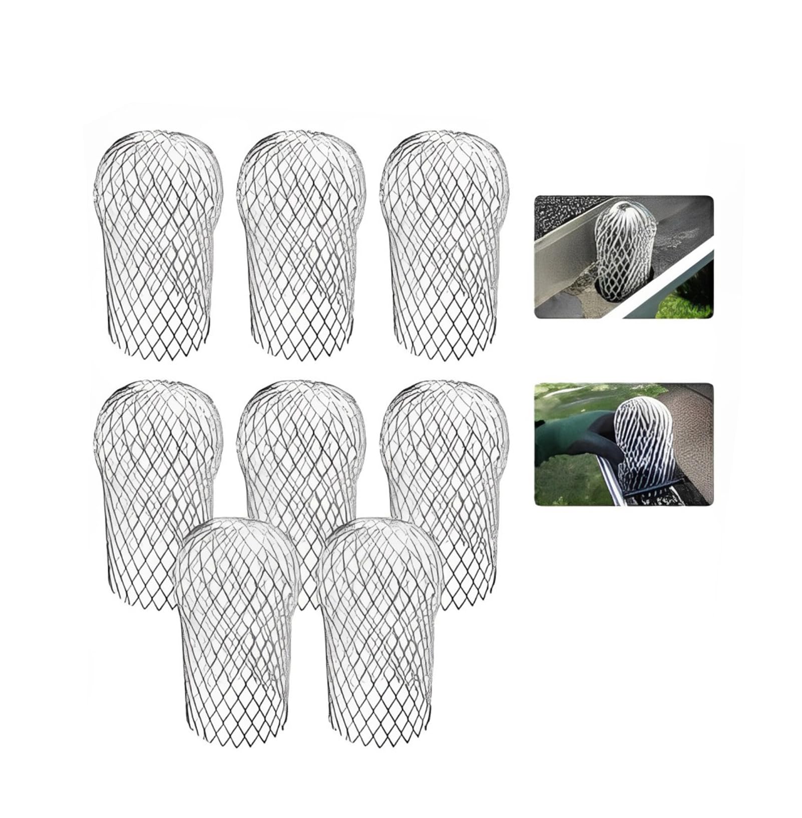 8 Pcs Metal Gutter Guards,Aluminum Gutter Downspout Guard,Downpipe Leaf Guard Metal,Expandable Leaf Strainer Gutter Screen Covers,Down Pipe Protectors for Stopping Blockage Moss Leaves Mud