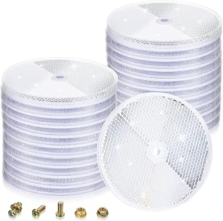 CHENGU 20-Pack 3-Inch Round White Safety Reflectors for Trailers, Fences, Gates, Posts & Mailboxes - Waterproof with Screws