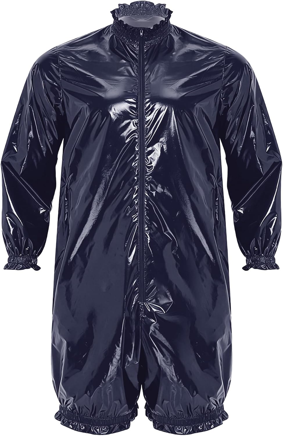 ranrann Men Incontinence Bodysuit Front Zip Up Nightwear | Leakproof,Mock Neck,Zipper Front,Long Sleeve,Lightweight Adjustable Fit,Sauna Suit,Turtleneck,Special Needs Clothing