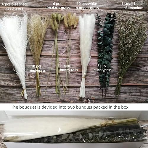 Miniatura 4 de 100 ramos de flores secas naturales, flores secas de 17 pulgadas para decoración, arreglos florales secos para decoración del hogar interior con