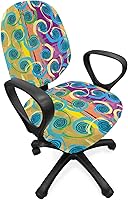 Vista 39 de Ambesonne Funda para silla de oficina en acuarela, selvas exóticas de Hawái, inspiradas en hojas verdes frescas y plantas tropicales, funda