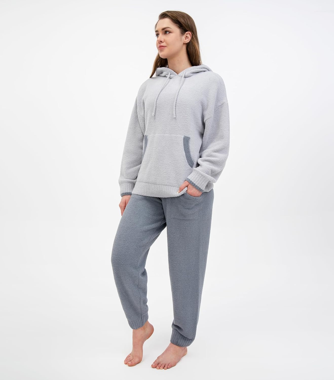 DAVID ARCHY Warm Pajamas for Women Fleece Lounge Sets Winter Fuzzy Cozy Soft Comfy Long Sleeve Pj Sleepwear Hooded Loungewear - Image 4