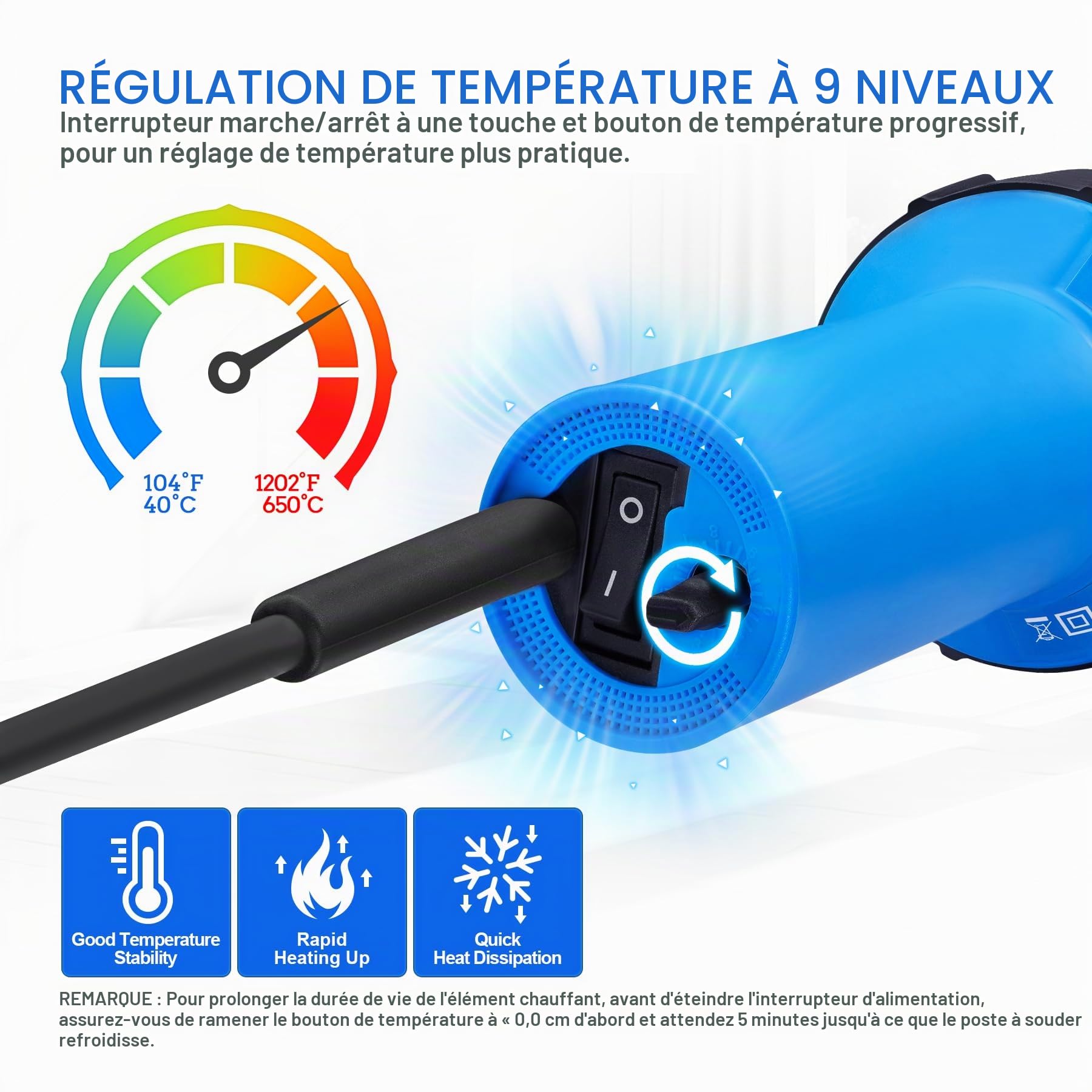 Soudeur en plastique à air chaud 1600 W, kit de soudure en plastique de toiture 110 V, vinyle PVC TPO, soudage à la main, pistolet à air chaud avec divers