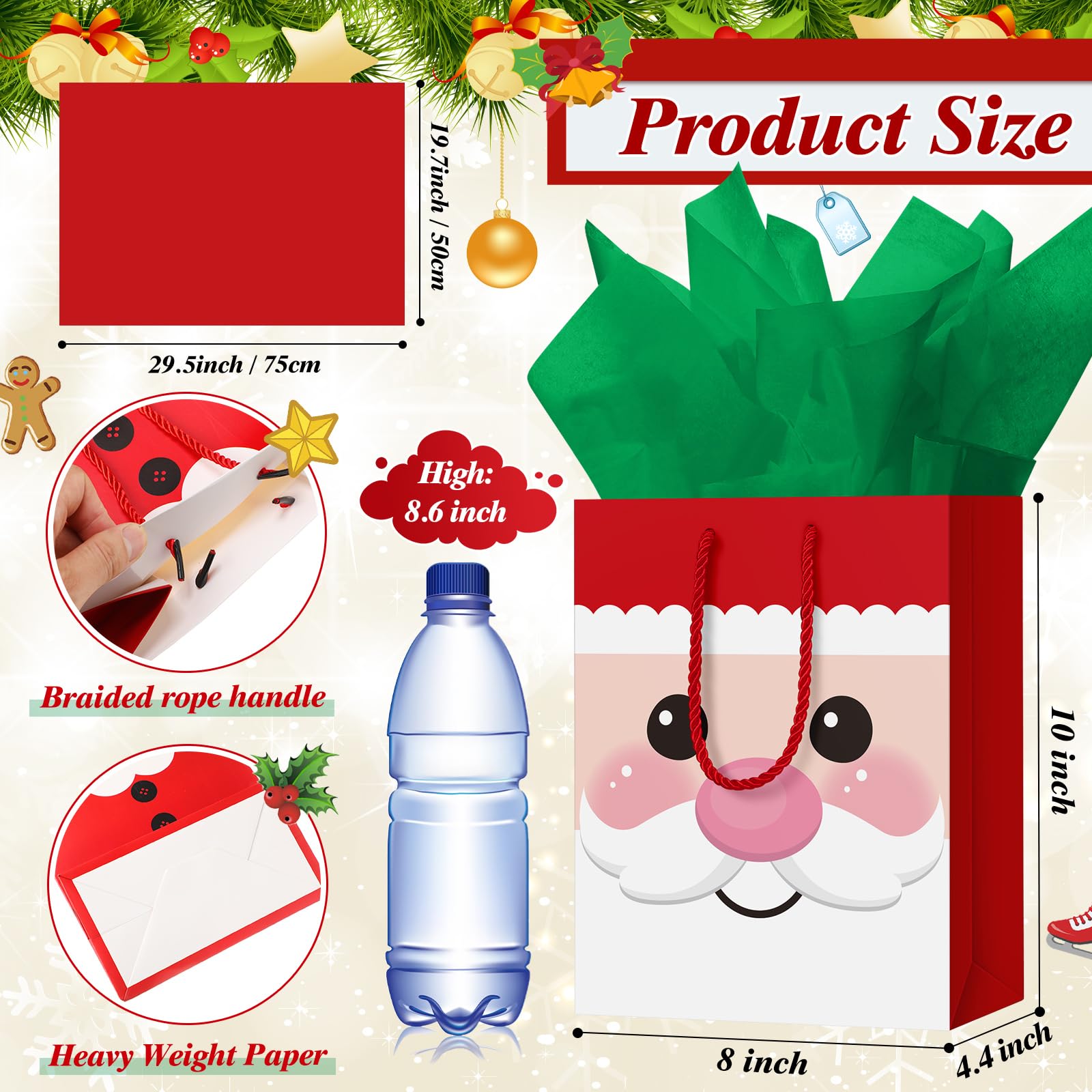 Choley Christas Gift Bags With Handle Xas Kraft Paper Bags Bulk - View #13