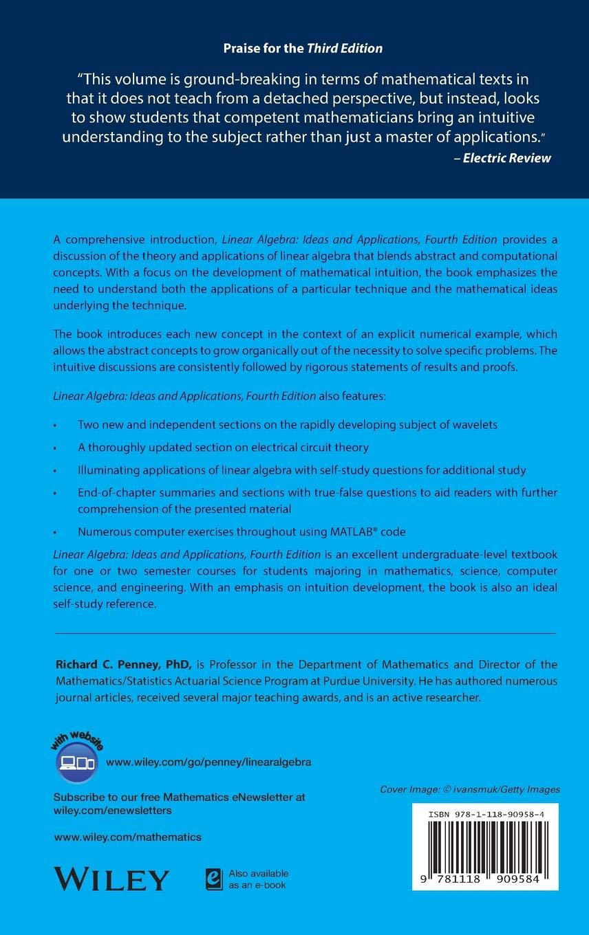 Linear Algebra: Ideas and Applications