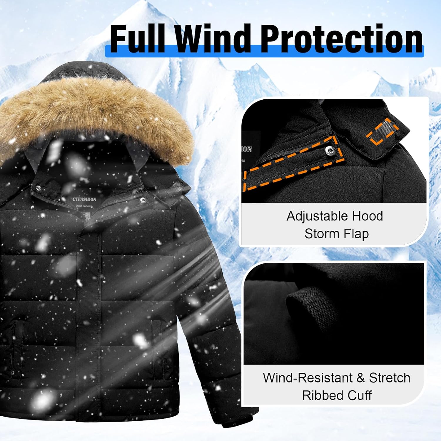 Boy's Winter Coat Kids Puffer Jacket Water Resistant Bubble Outerwear Fleece Heavyweight Parka with Fur Hood - Image 5