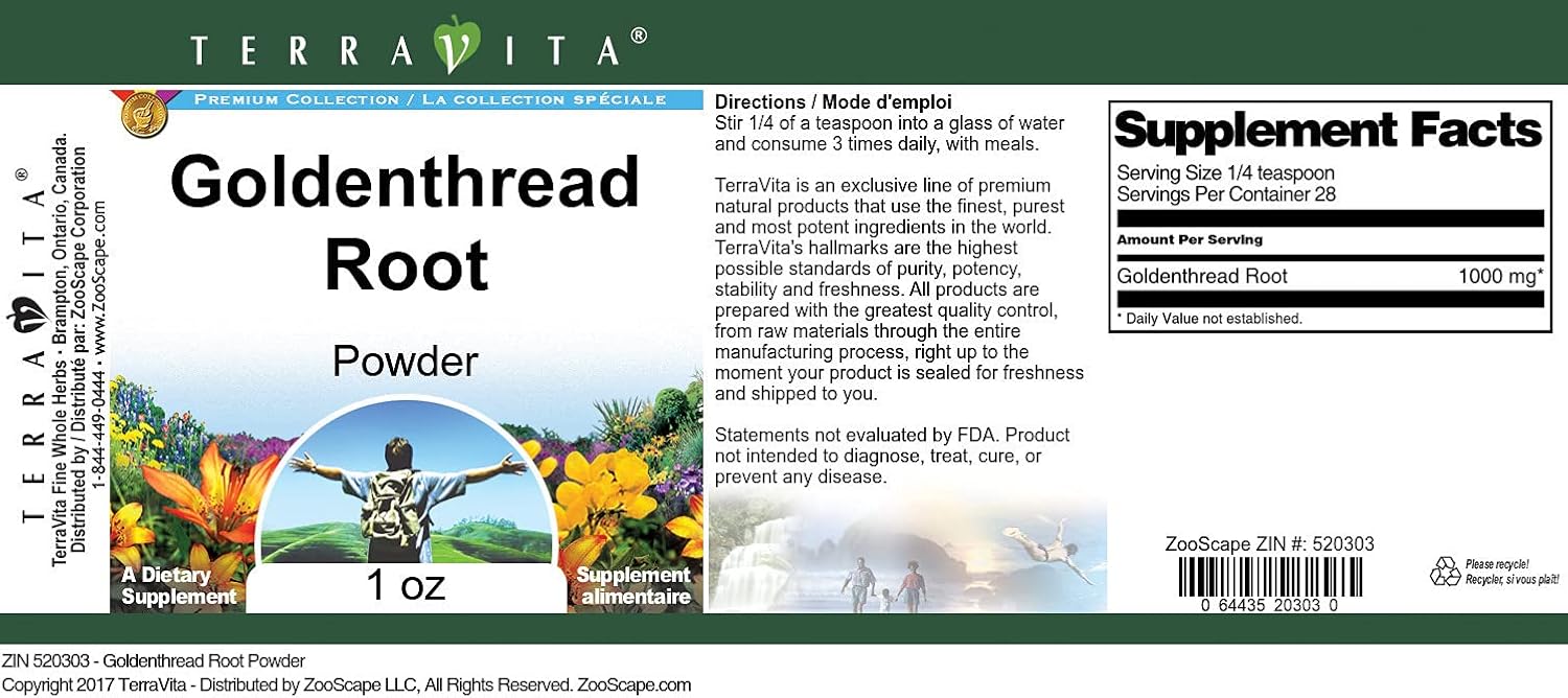 Goldenthread Root Powder (1 oz, ZIN: 520303) - 3 Pack
