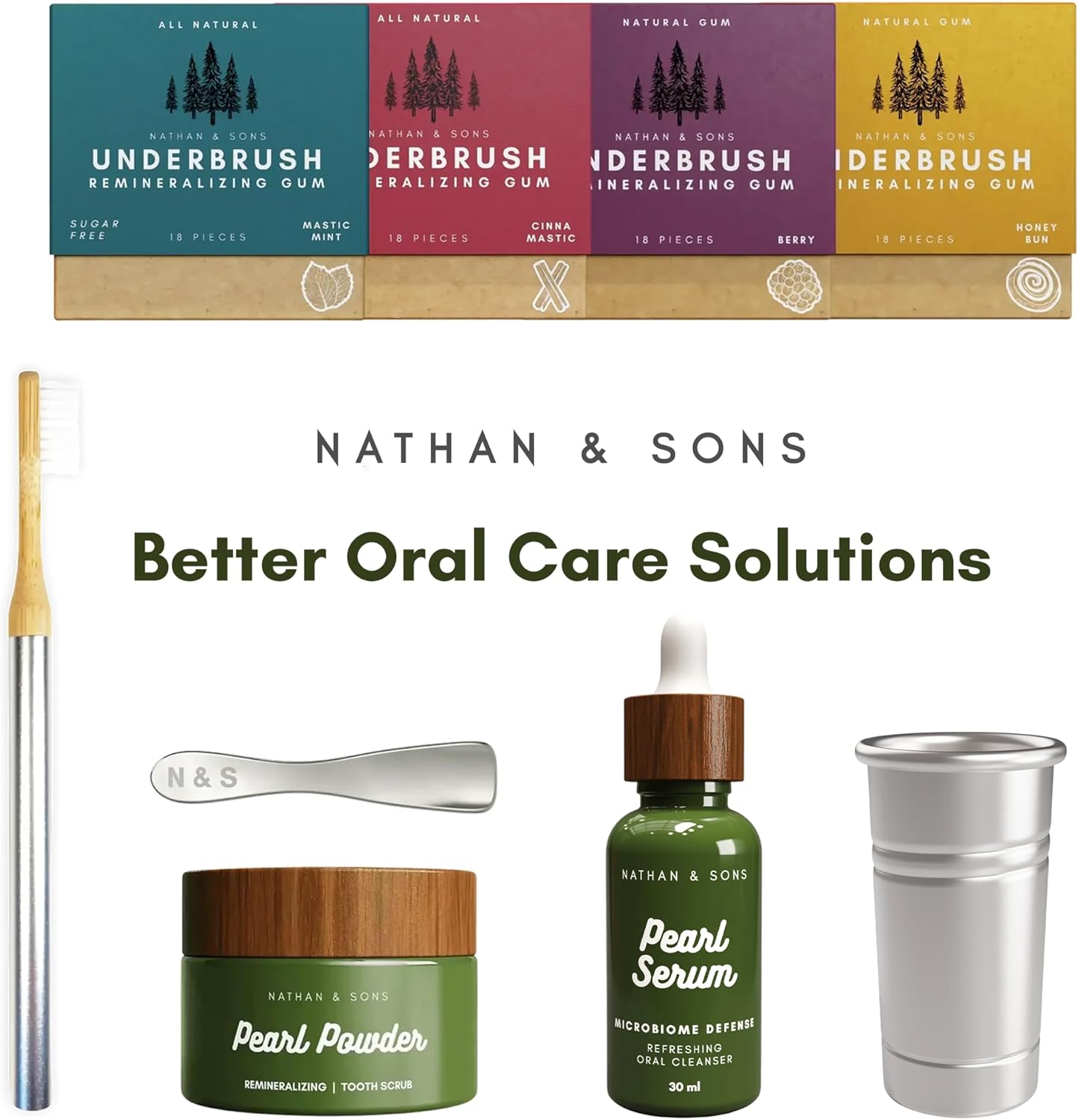 Nathan & Sons Pearl Remineralizing Tooth Powder Scrub, Fluoride Free Mineral Oral Care Powder with Nano Hydroxyapatite, Bentonite Clay & Micro Pearl, Fresh Mint Toothpaste Alternative, 1.1 oz Jar