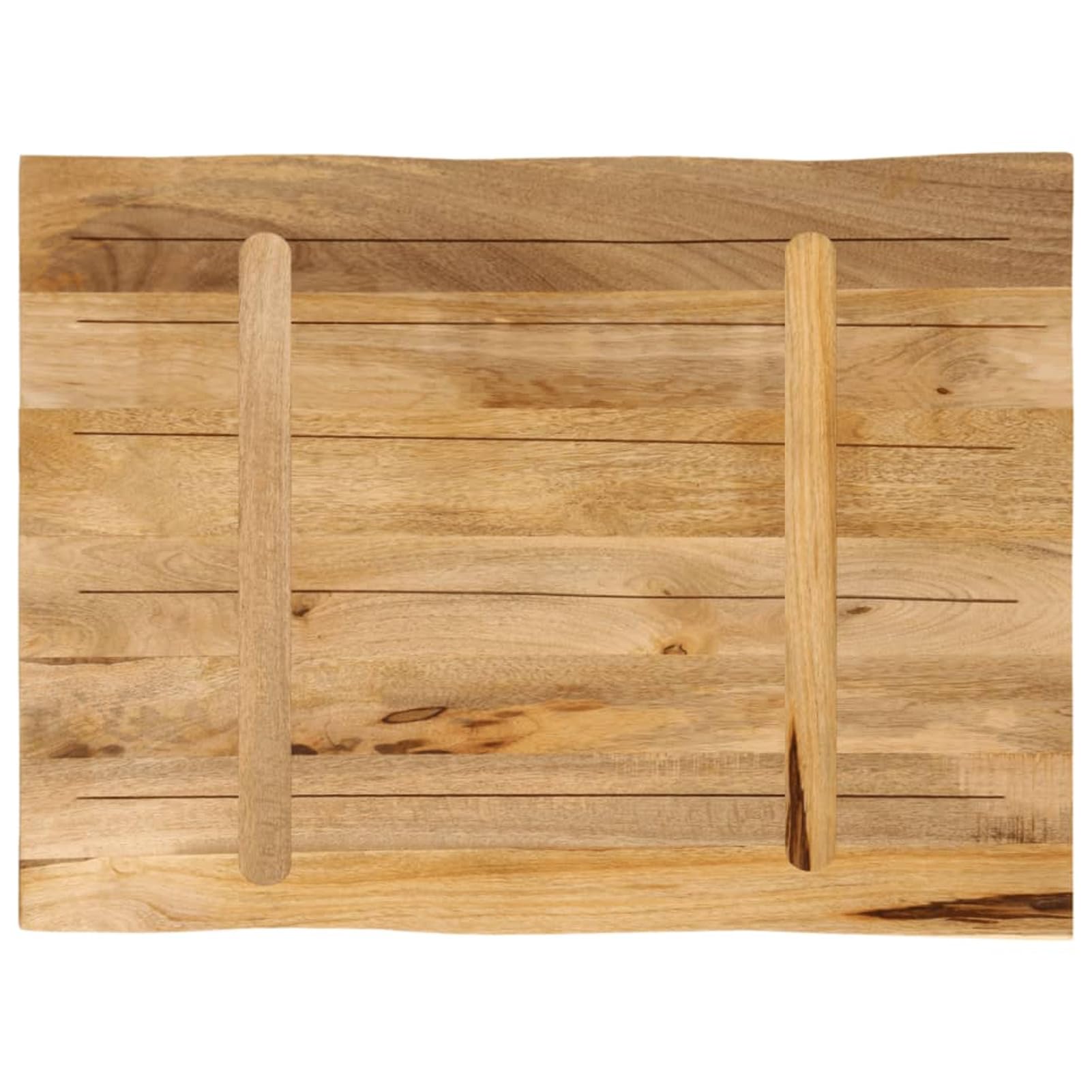 Piano Tavolo, Sostitutivo con Bordi Vivi 80x60x2,5 cm in Legno Massello di Mango Grezzo per Rinnovo Tavolo Casa e Ufficio