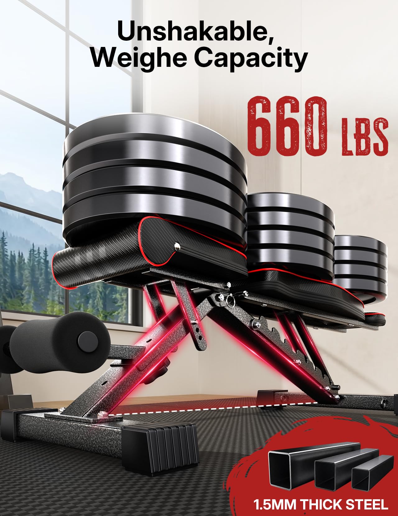 Multi-Function All in 1 Weight Bench Set - Multi-Positions Heavy Duty Weight Lifting Sit Up Bench Workout Benchs Folding Bench Press for Home Gym