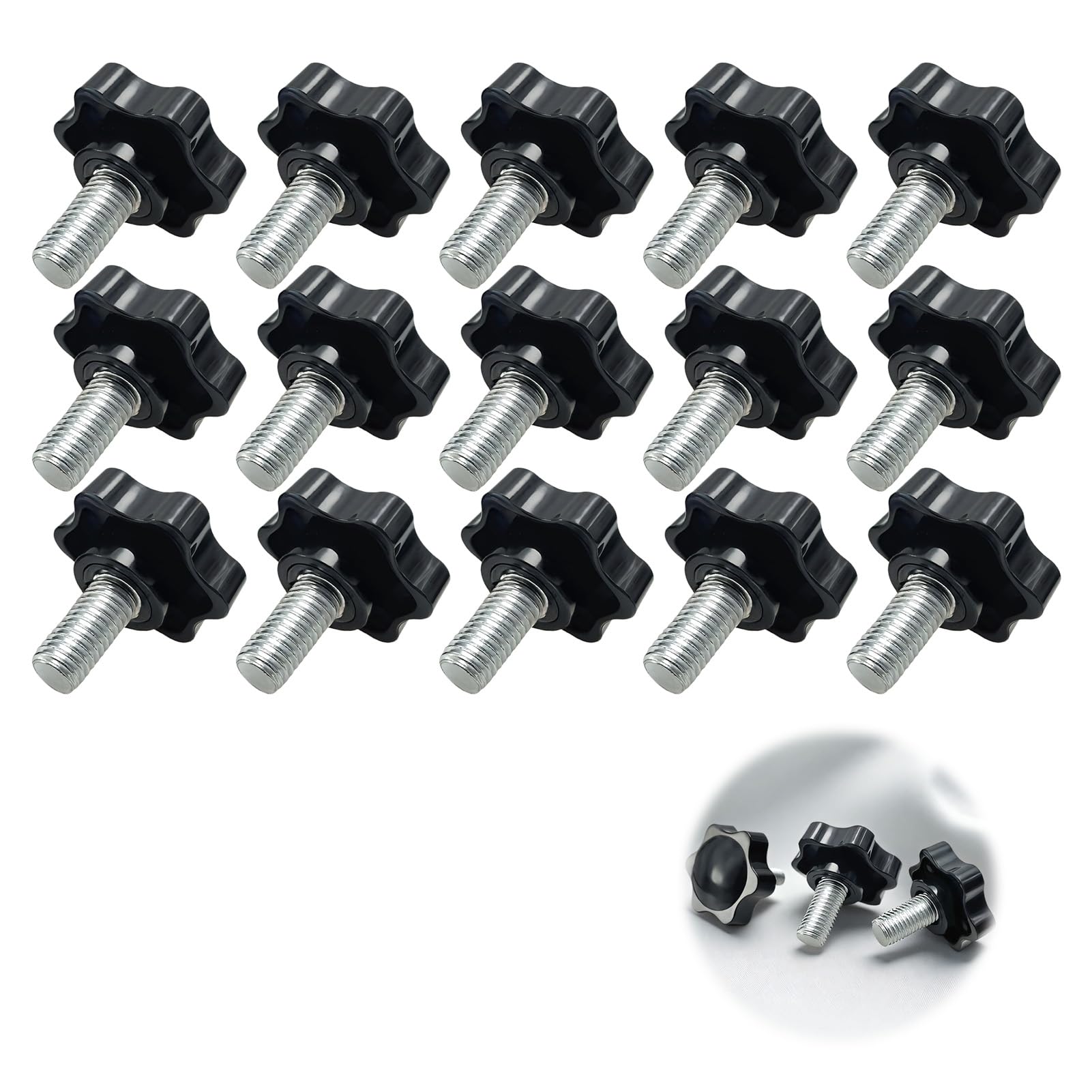 Sternschraube M8x30 Mm – 20 Stück Rändelschraube Mit Flügelgriff, Klemmknopf Aus PP + Stahl, Für Maschinen & Möbel