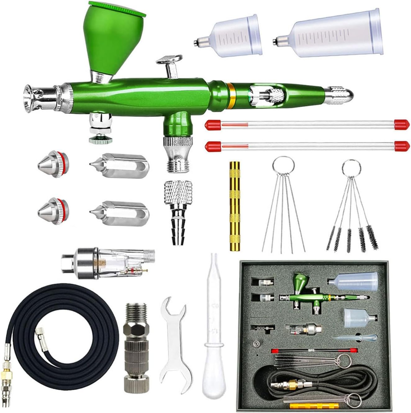 Adjustable Pressure Spray Painting Set Versatile Spray Tool with Atomization Control for Automotive & Model Making, Green