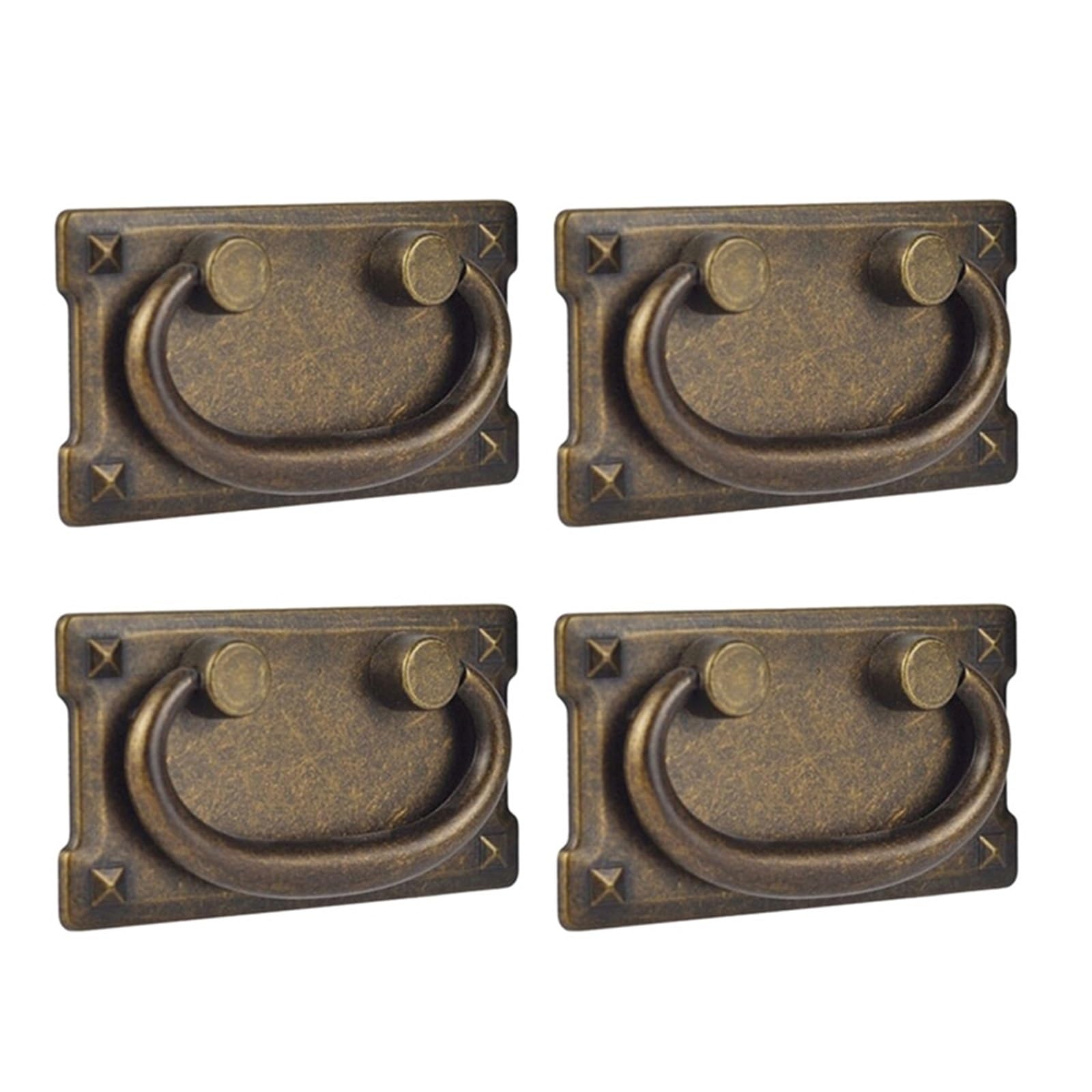 Cidegoo 4Pcs Antique Bronze Drawer Ring Pull Handles Cabinet Door Hardware