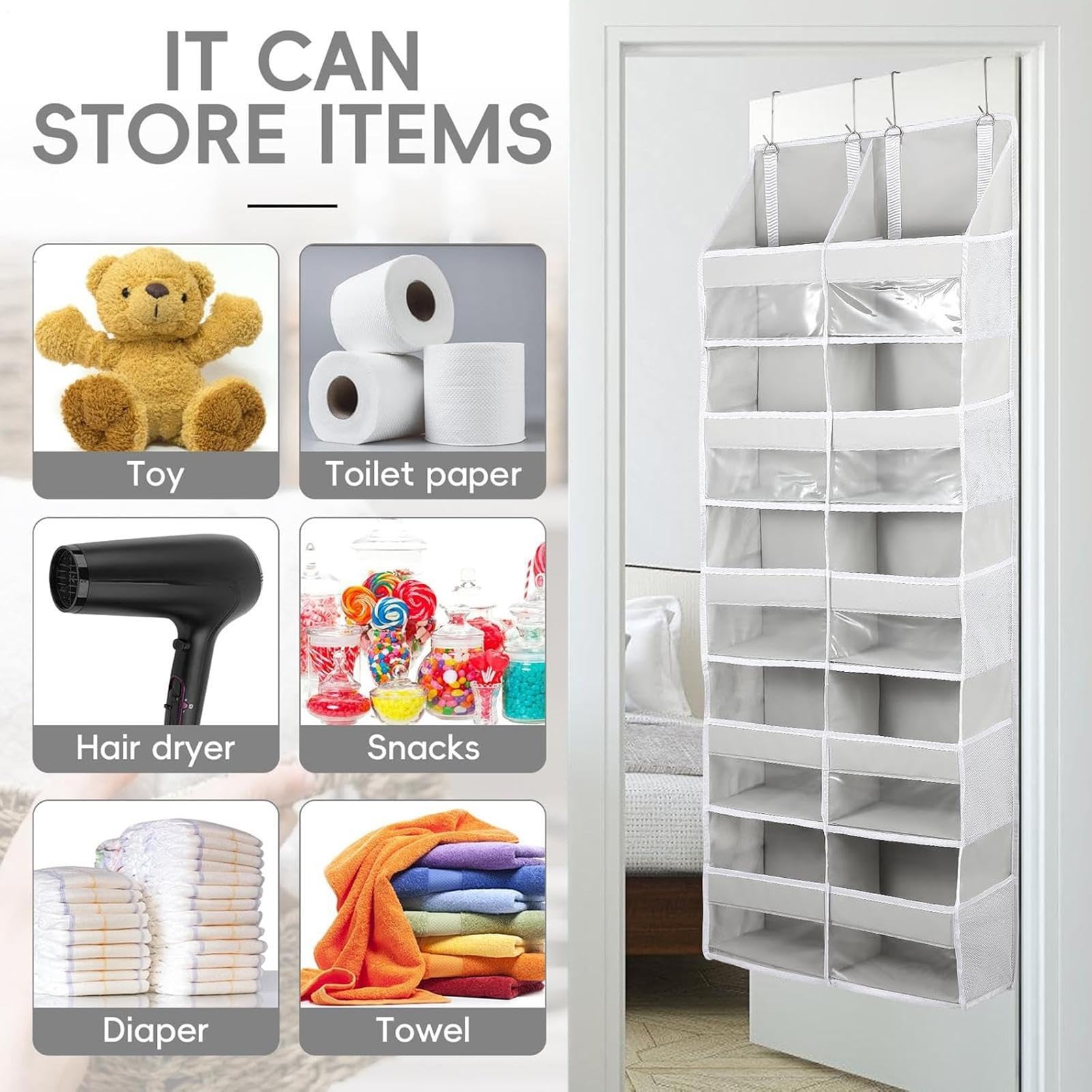 Organizador Colgante Para Puerta Cesta Multibolsillo Para Estante De Cocina