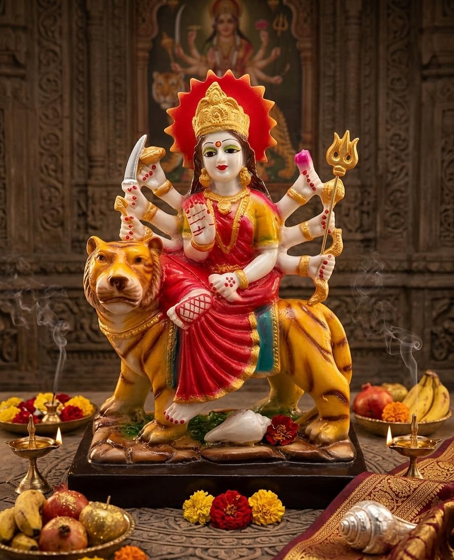 ANI DIVINE Maa Ambe Sherawali MATA on Lion Big Idol || 11 Inch MATA Rani Maa Durga Statue for Home Temple, Mandir, Navratri Puja-image-42