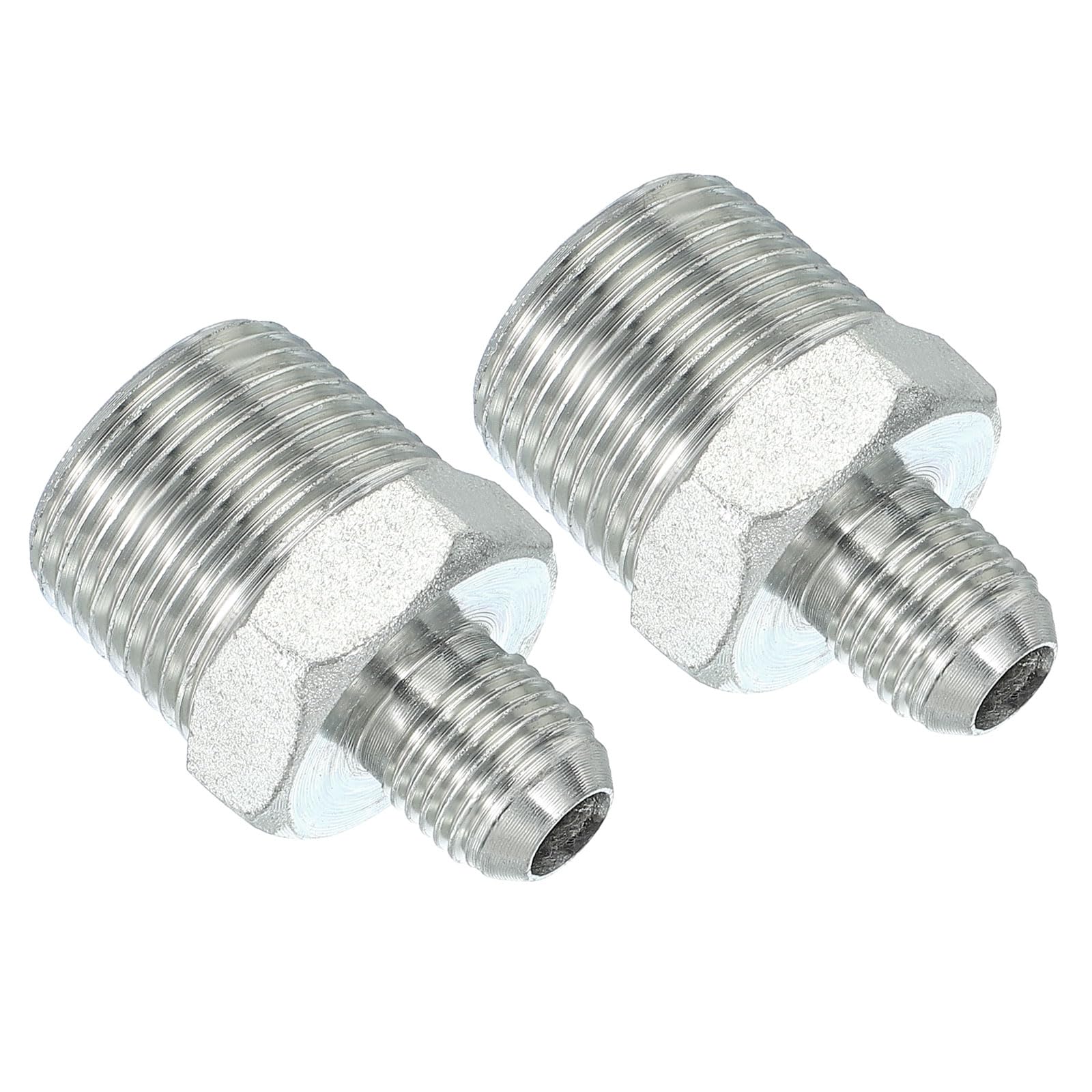 PATIKIL Pipe Adapter Connector 9/16" Male 74 ° Flare JIC x 3/4" Male R Pipe Fitting 2 Pcs Oil Feed Restrictor Fitting Hydraulic Connector for Oil Steam Water Pipelines System