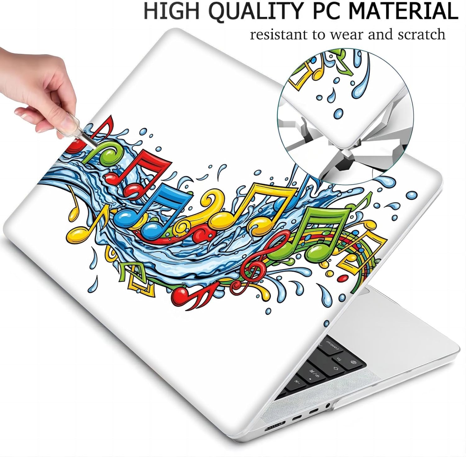 Compatible with MacBook Neo 13-inch, Hard Shell Case with Keyboard Cover and Screen Protector (A3404 A18 Pro chip, 2026 Release) - Music Note MC21844