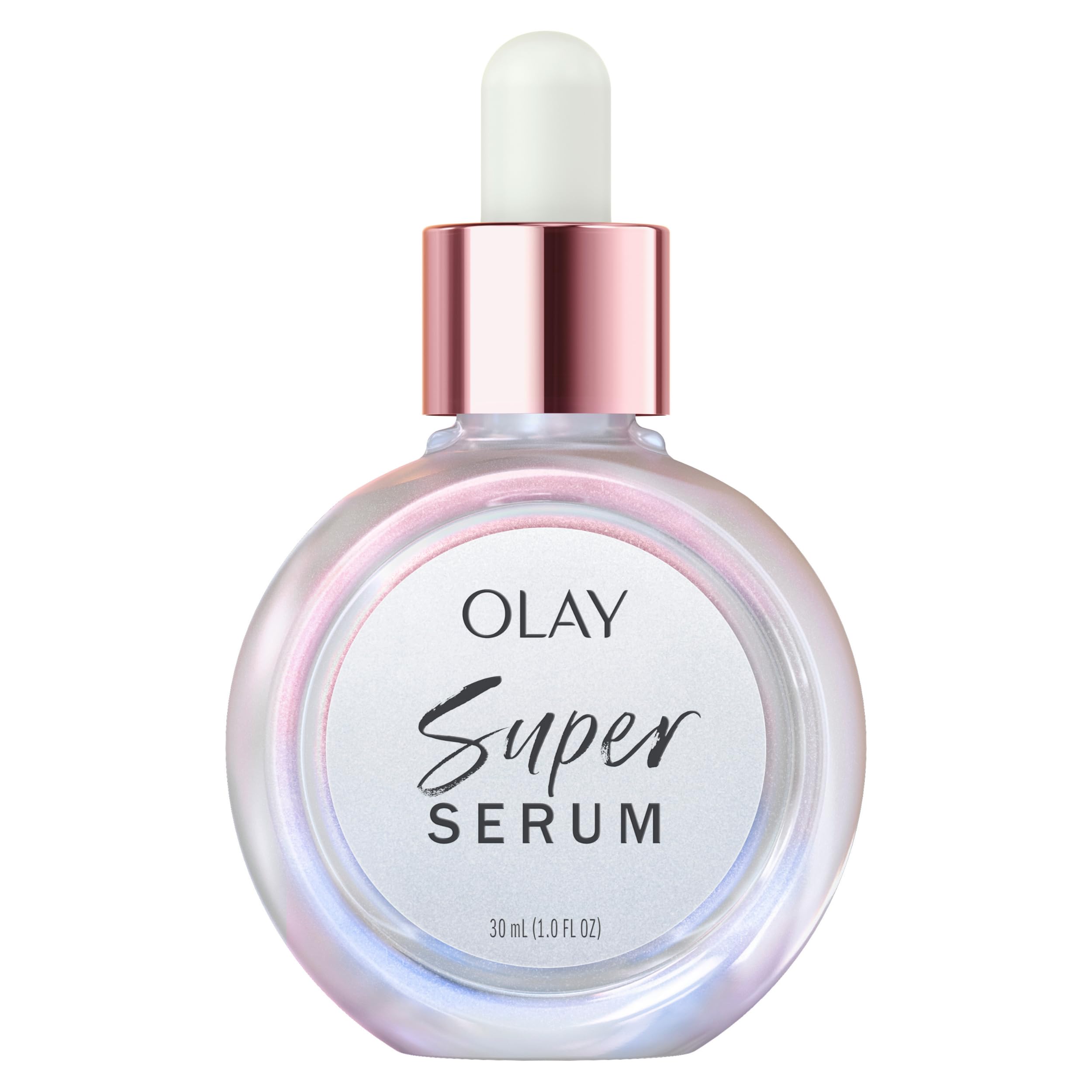 Olay Super Serum - Vitamin C & E, Niacinamide, Collagen Peptide, AHA - Glass Skin Care for Face - Brightening, Hydrating, Firming, Evens Tone, Smooths Fine Lines, Dark Spot Reduction, 1.0 Oz