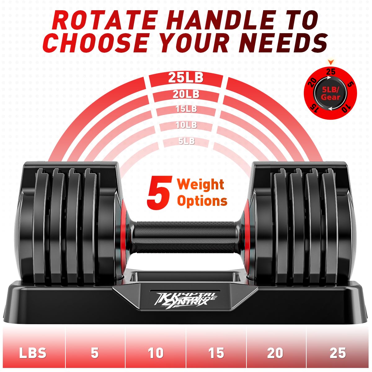 Adjustable Dumbbell Set of 2, 50/100/110lbs Free Weights Dumbbell Set | 5-in-1/10-in-1, Quick-Lock Hand Weights, 25lbs/50lbs Pair, Anti-Slip Texture Handle, Home Gym for Men and Women
