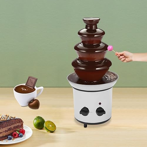 Miniatura 3 de Fuente de fondue de chocolate, 4 capas de fuente de chocolate comercial máquina giratoria de fusión, temperatura ajustable, para chocolate,