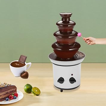 Chocolate Fondue Fountain, 4 Layers Commercial Chocolate Fountain Cream Rotating Melt Machine, Adjustable Temperature, for Chocolate Candy Butter Cheese
