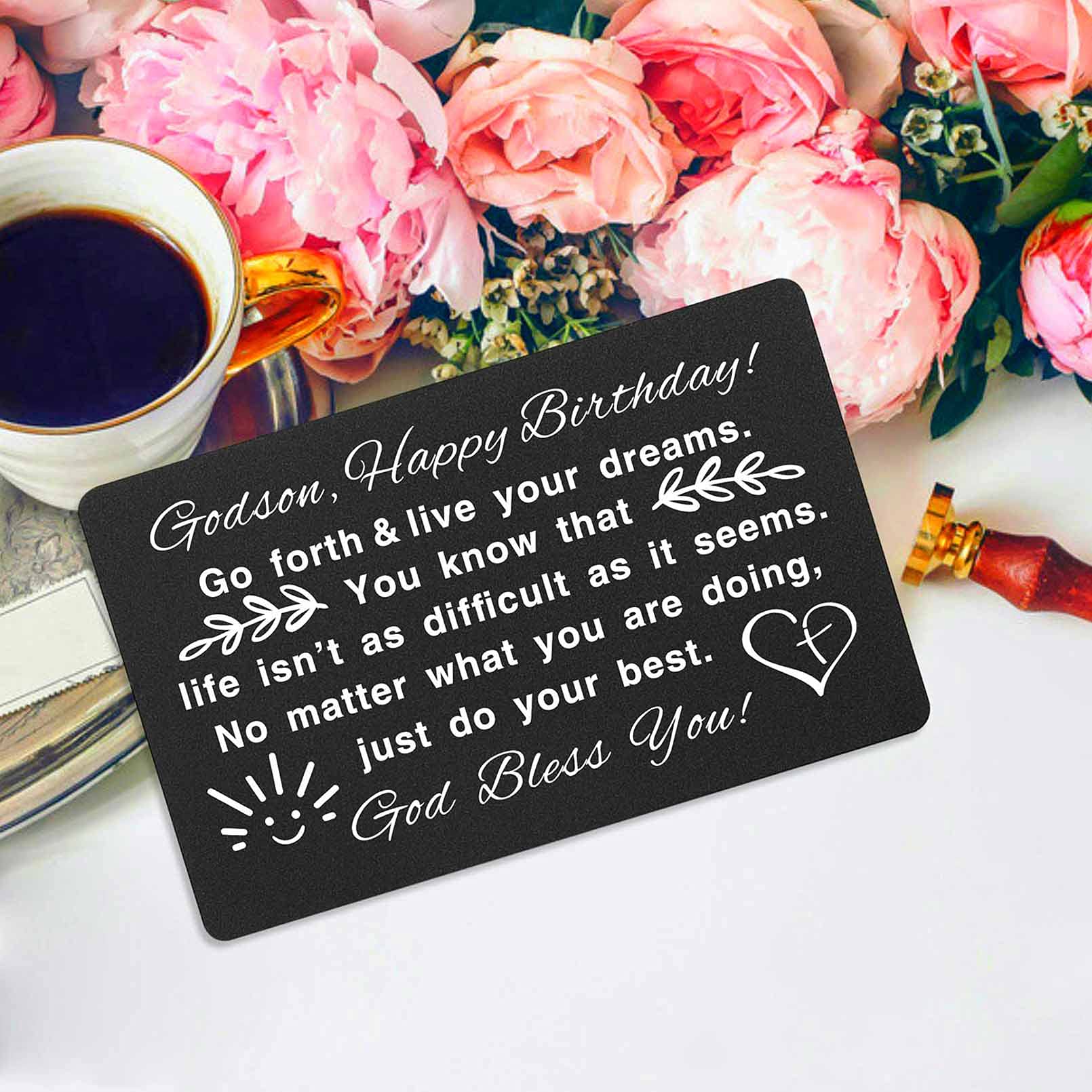 Old English Co. Special Godson Birthday Card For Him - Birthday Gifts For Godson - For Him - Metallic Gold Foil Sparkle Design - Birthday Cards For...