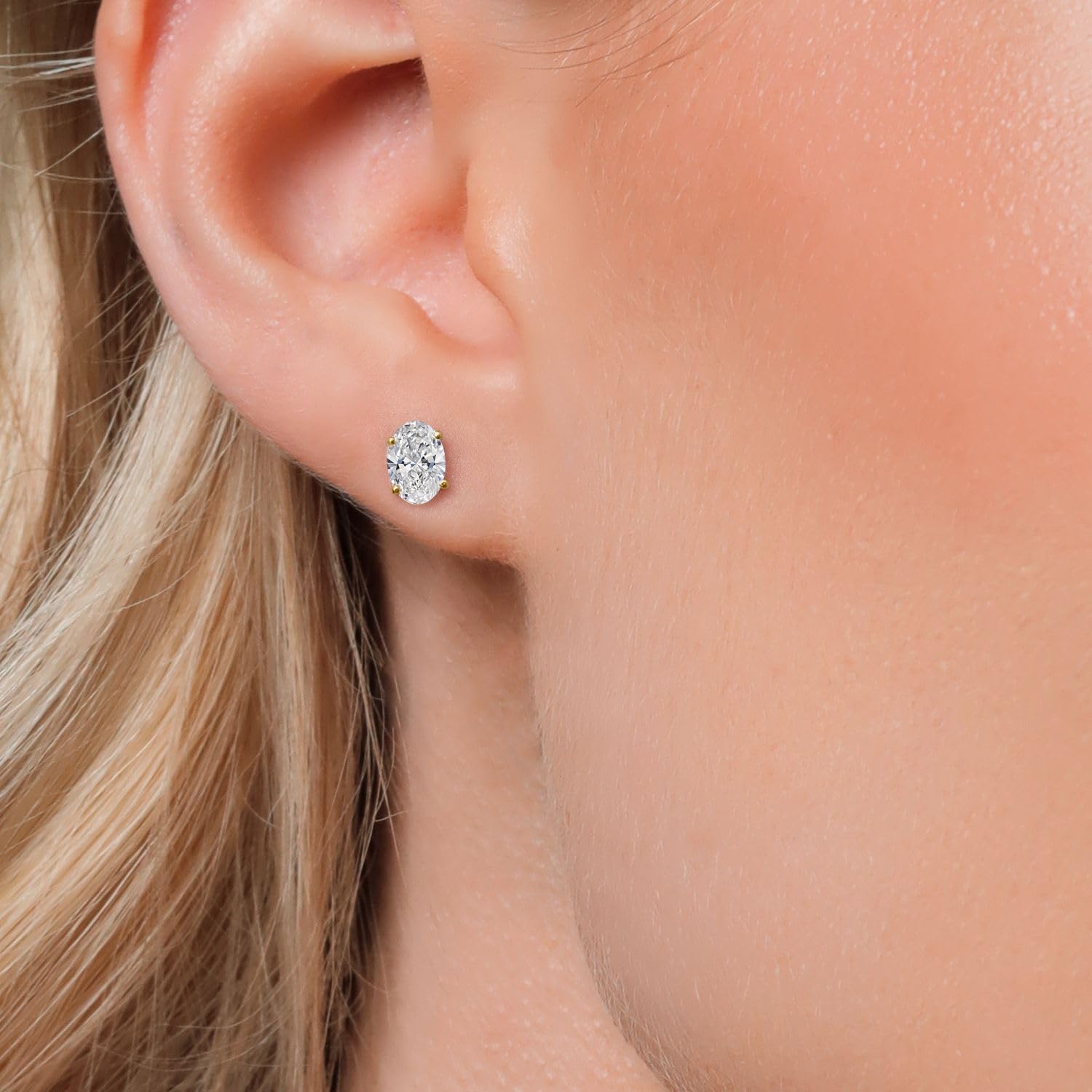 Gem Stone King 14K Yellow Gold Gemstone Birthstone Stud Earrings for Women and Men | Oval 7X5MM | Fine Gold Jewelry for Her or Him