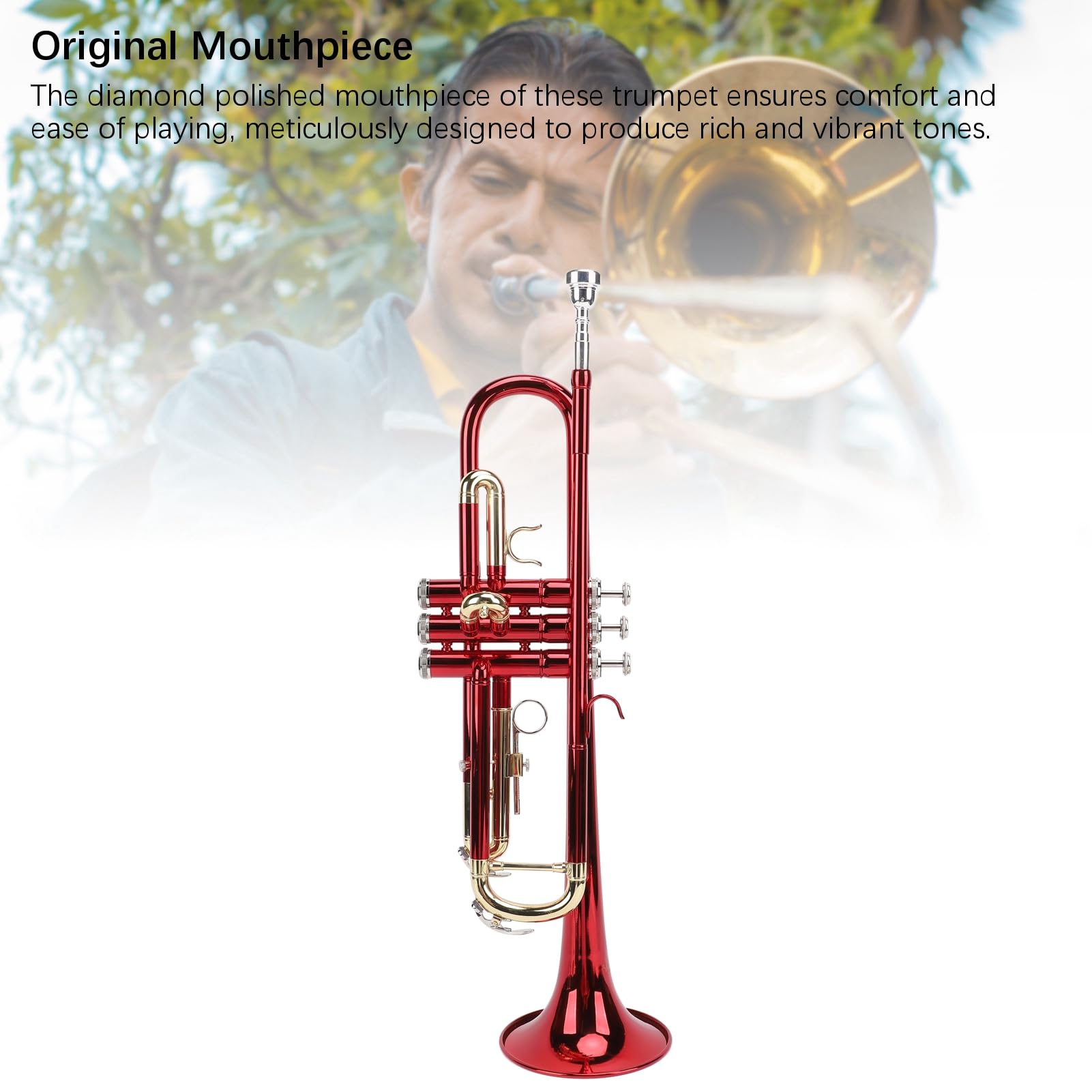 Tromba in Sib Tromba Nera Standard in Ottone Strumento per Orchestra di Bande Scolastiche Studenti Principianti per Bambini Adulti con Custodia per Bande per Principianti Rossa,