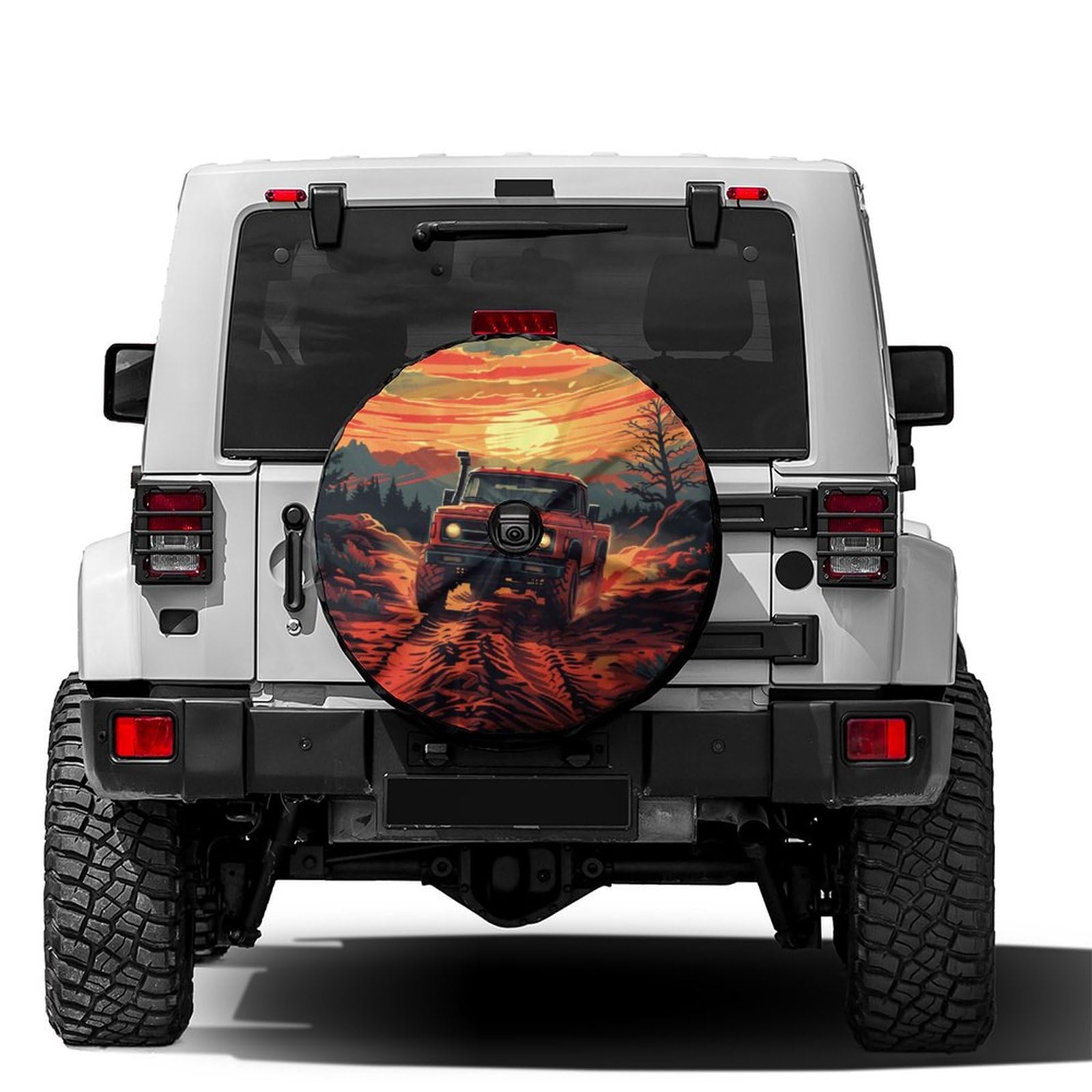 Dujiea Military Tactical Star Spare Tire Cover with Backup Camera Hole, Universal Wheel Tire Cover Tire Protectors for Jeep Trailer RV Van SUV Truck Camper and Many Vehicle 17inch — view 72