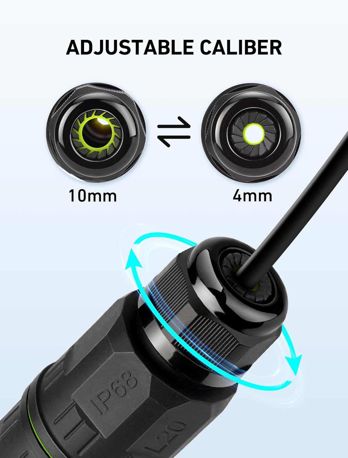 SARDVISA 3-Pack Junction Box with 3 Pin Electrical Cable Connectors, IP68 Waterproof, 4-10mm Adjustable Wire Box, Outdoor Wire Connector Kit for Garden/Landscape Lights, Camera Cable, Car Power Cord