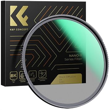 K&F CONCEPT 82mm Black Diffusion 1/4 Filter Mist Cinematic Effect Filter