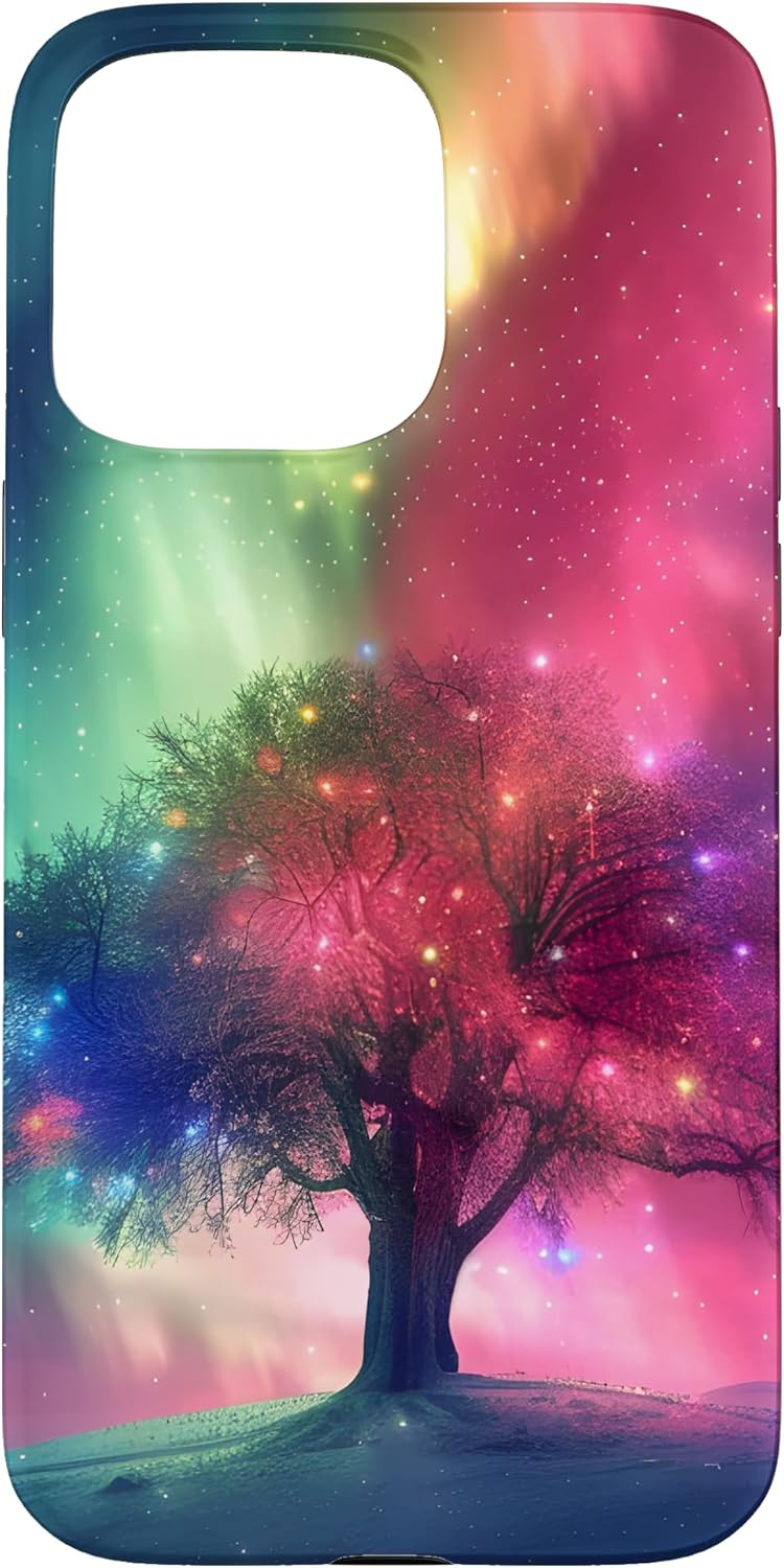 iPhone 15 Pro Max Apple Tree Cute Northern Lights Sky Case