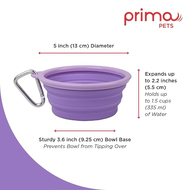 Foto 2 de 8 de Prima Pets Cuenco plegable de silicona para viaje de agua con clip para perros y gatos