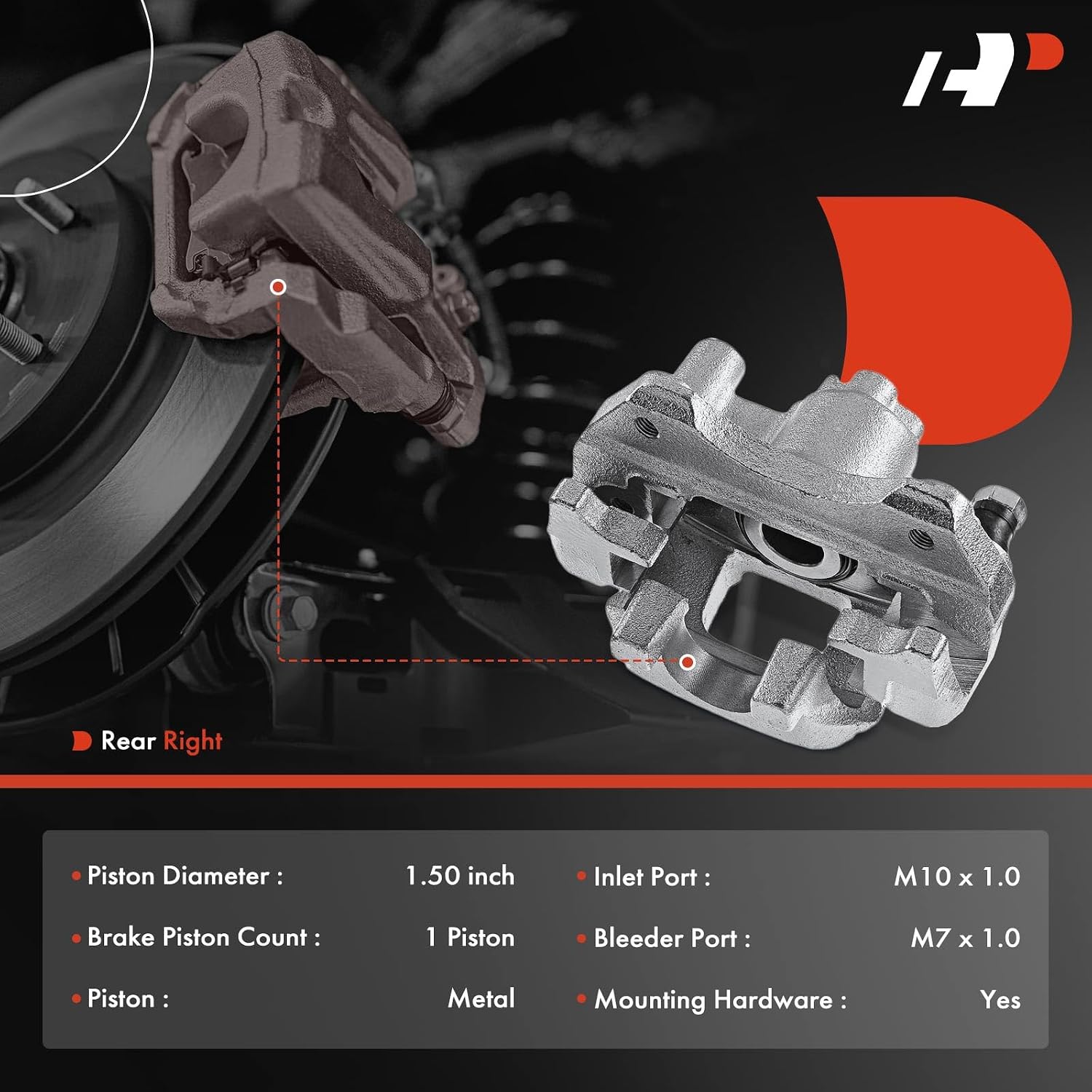 A-Premium Disc Brake Caliper Assembly with Bracket Compatible with Select Toyota Models - Highlander 2001-2003 L4 2.4L, 2001-2003 V6 3.0L, FWD only- Rear Right Passenger Side