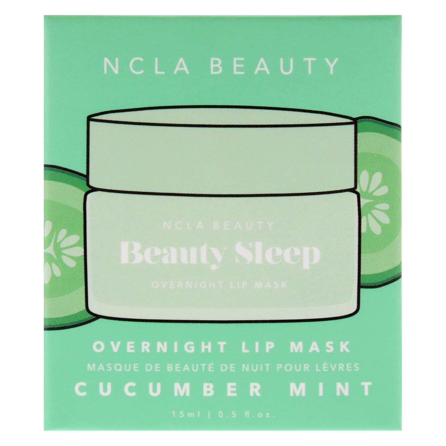 NCLA Beauty Sleep Overnight Lip Mask - Lip Mask for Women - Nourishes and Hydrates with Castor Seed Oil and Shea Butter - Cucumber Mint - 0.5 oz