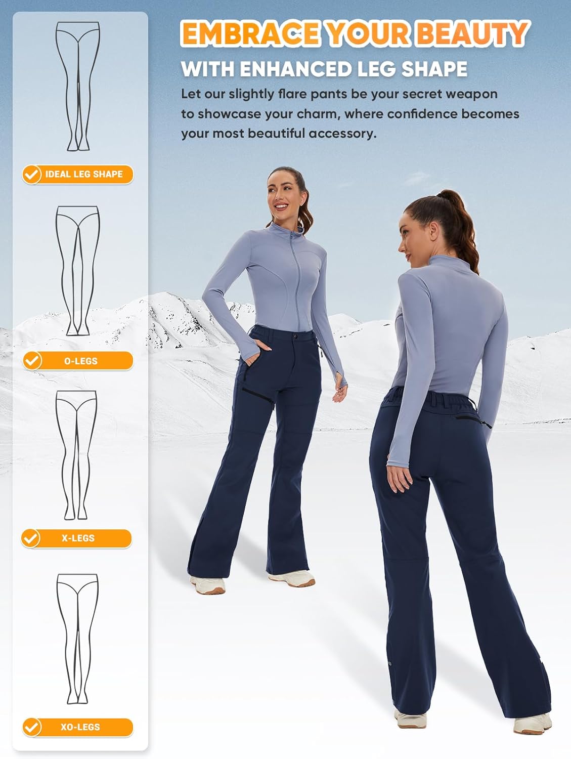 Cycorld Women's Snow Ski Pants Fleece Lined Waterproof Softshell Insulated Flare for Snowboarding Hiking Winter Outdoor - Image 3