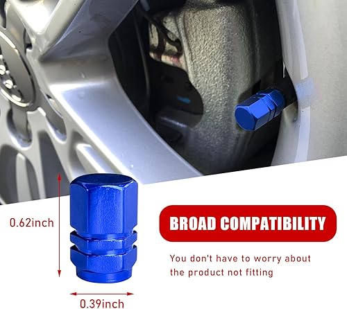 Miniatura 2 de Ziciner 12 PCS Car Tire Valve Stem Caps, Aluminum Alloy Wheel Valve Covers with Rubber O-Ring, Corrosion Resistant Leak-Proof Tire Air Cap Set, Blue