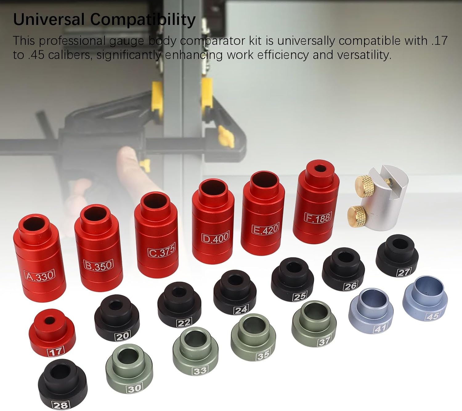 Gauge Comparator Kit for .17 to .45 Calibers, Aluminum Alloy Comparator Headspace Gauge Body Kit Reloading Kit with Storage Box