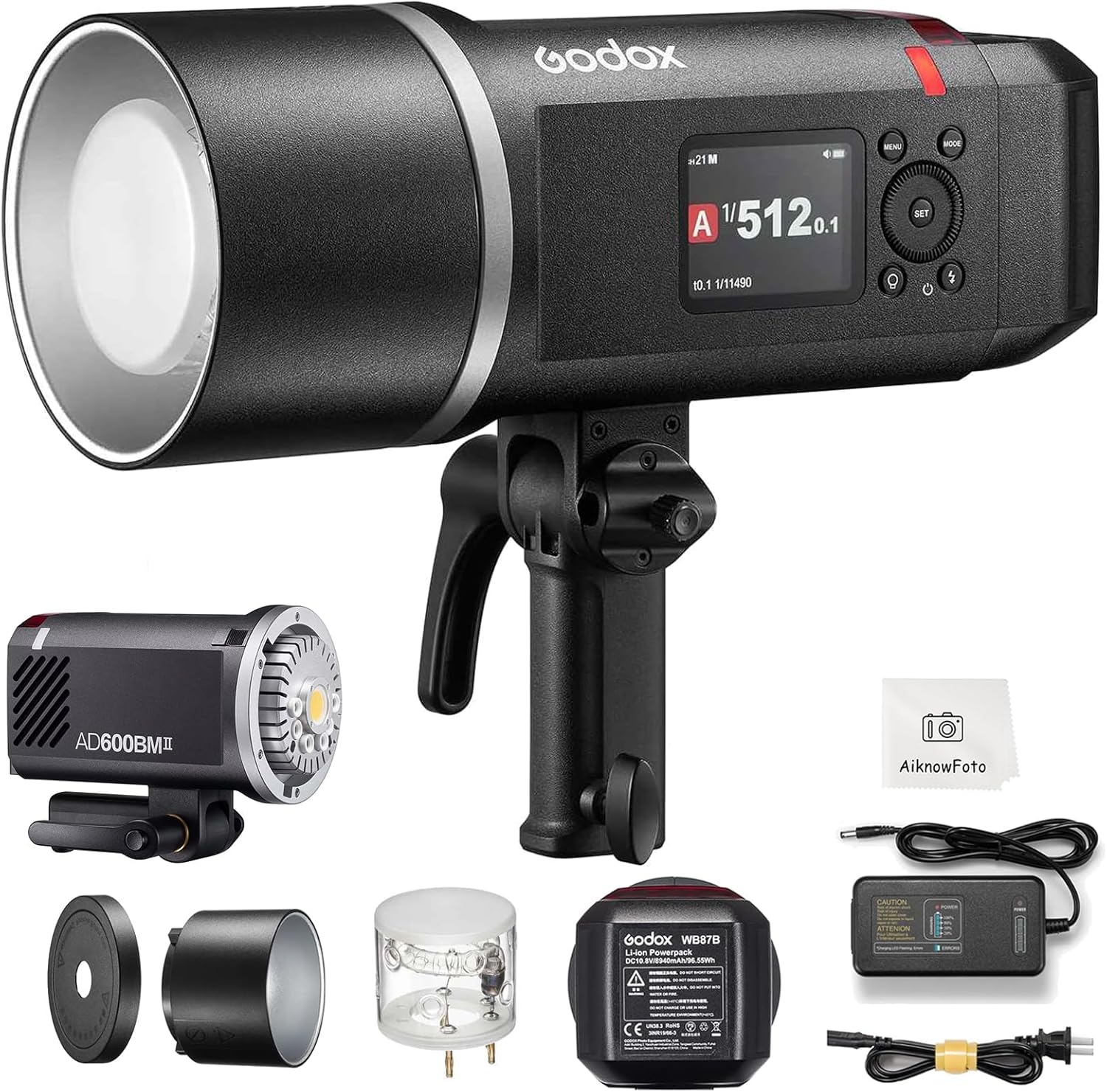 Godox AD600BMII AD600BM II Outdoor Strobe Flash Light for Photography,2.4G 600Ws Studio Flash,GN87 Bowens Mount with 40W Modeling Lamp,16 Color Group Identification,8940mAh Battery,0.01~1.9s Recycle