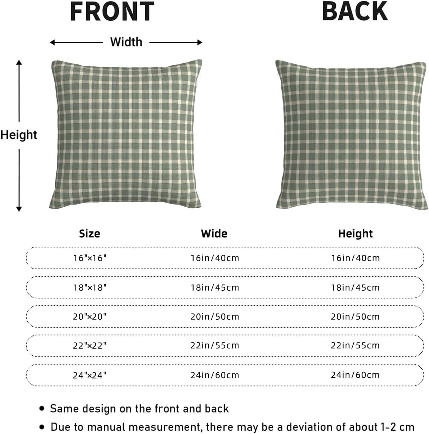 KiuLoam Vintage Spring Sage Green Plaid Pillow Covers 18x18 Inch Set of 2 Rustic Decorative Throw Pillows Outdoor Neutral Farmhouse Cushion Cases for Sofa Couch Bed Decor image 4