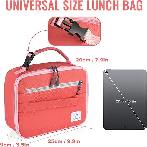 Miniatura 3 de Genteen Lonchera con aislamiento para niños, con doble cremallera, suave y duradera y congelable, lonchera reutilizable para la escuela, el trabajo,