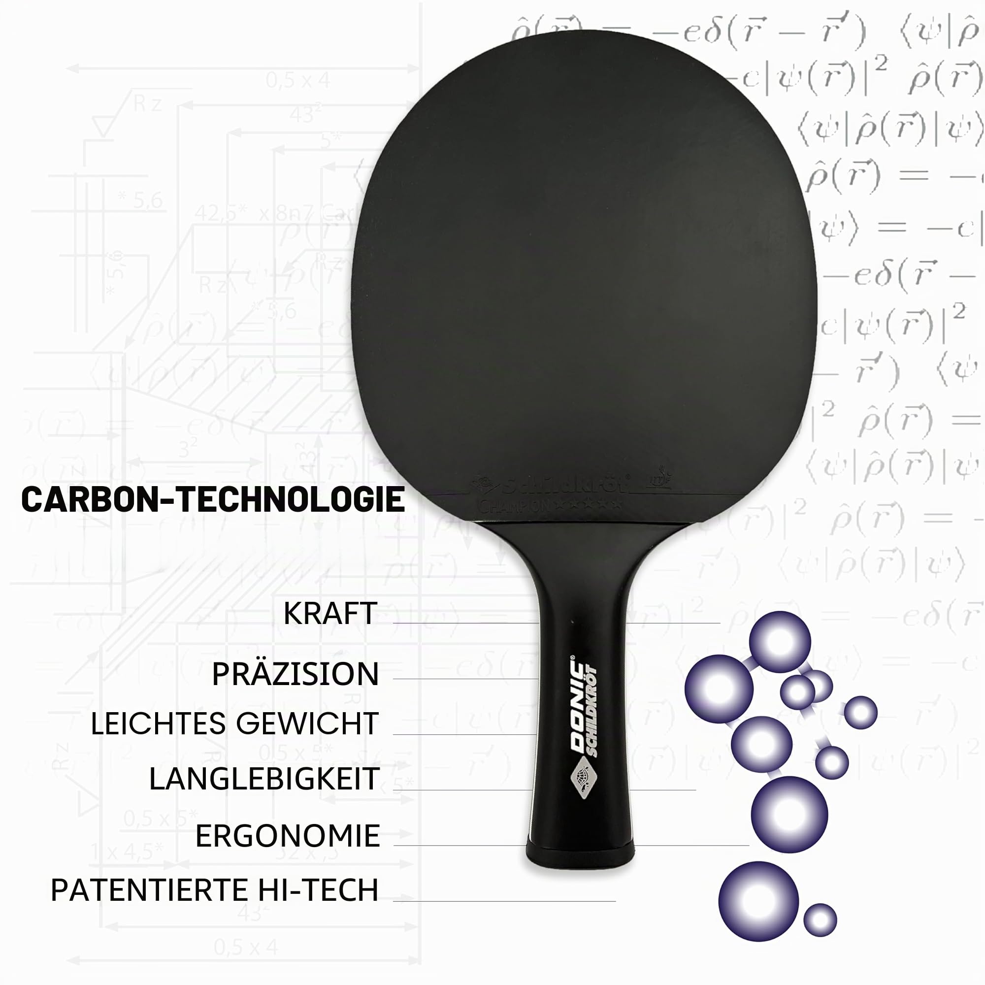 Donic-Schildkröt CarboTec 900 Tischtennisschläger – Carbon-Schläger aus einem Guss mit 20% Carbonanteil – QRC Belag (1,9 mm) – Spin & Speed für ambitionierte Freizeit- & Clubspieler