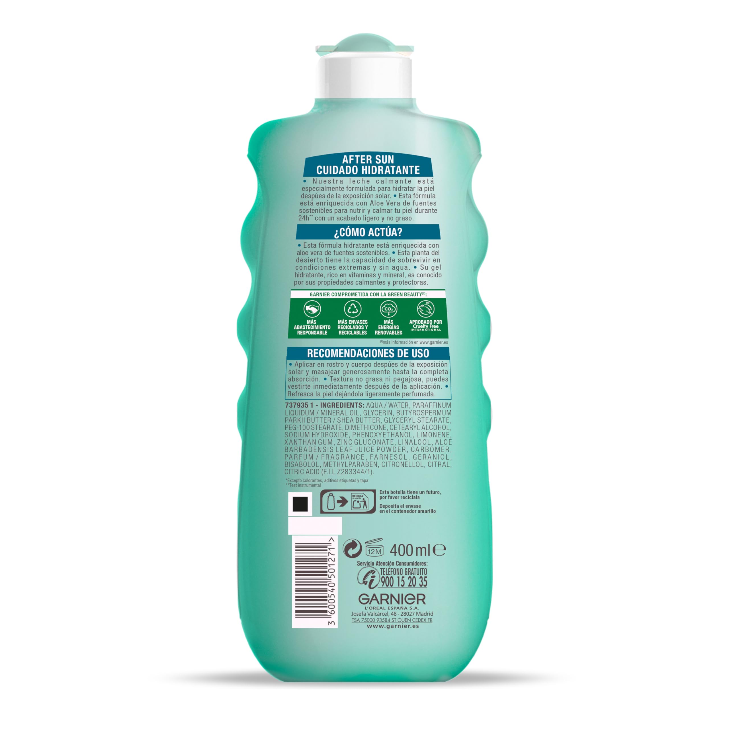 GARNIER DELIAL After Sun Crema Hidratante Calmante Con Aloe Vera Natural Formato Familiar 400 ml